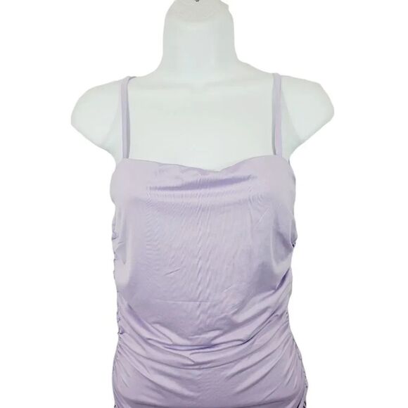 NEW Revamped Lilac Purple Ruched Low Back Mini Dress Size Small - Picture 5 of 10